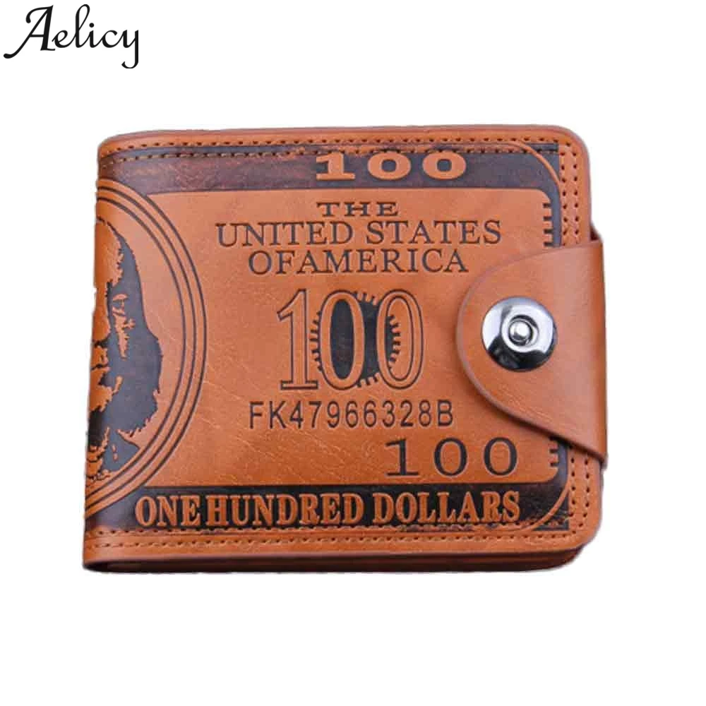 Aelicy, модный кожаный короткий кошелек для долларов США, двойной кошелек для карт, фото, Carteira, кредитный держатель для карт Магнитная монета, кошелек, кошелек - Цвет: BW