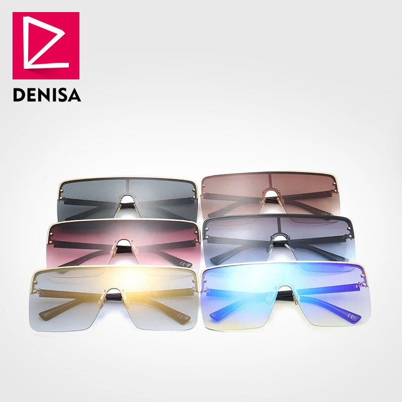 DENISA, квадратные солнцезащитные очки выше размера d, мужские размера плюс, женские очки с большой полуоправой, UV400, Gafas Del Sol Mujer 22083