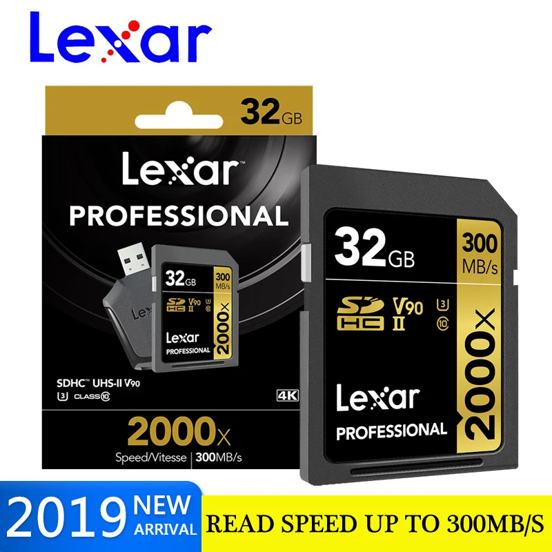 Оригинальная карта памяти Lexar 2000X SD на 32 ГБ 64 128 класс 10 высокоскоростная флеш