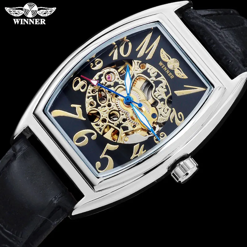Часы скелетоны Мужские механические с кожаным ремешком|leather band watch|band modelleather
