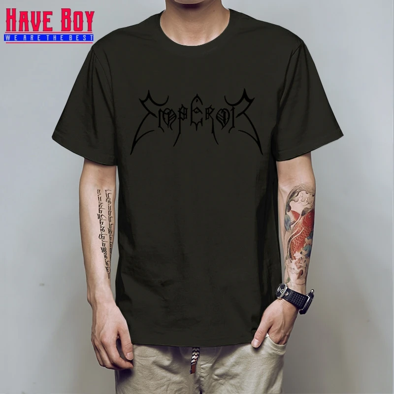 balck balck Мужские футболки с надписью HAVE BOY Emperor, Модная хлопковая футболка с черным металлом, Мужская футболка с коротким рукавом в стиле Rock Samoth, топ HB383 - Цвет: balck balck