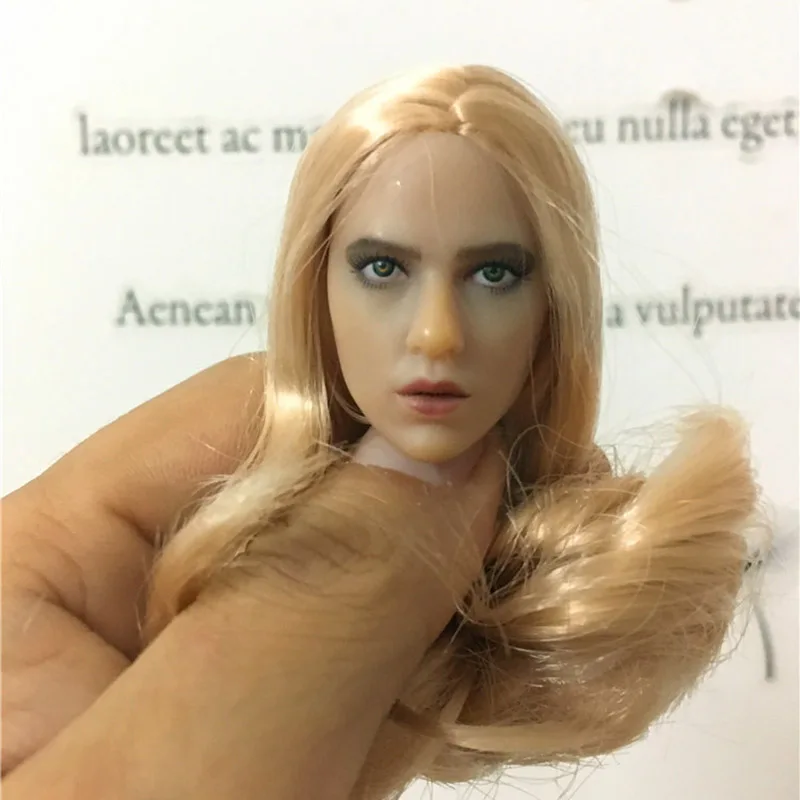 

1/6 Scale Head Sculpt European Beauty Long Blond Hair Head Female Head Carving Woman Headplay for 12" Action Figure Body