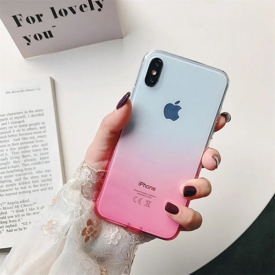 Прозрачный чехол для iPhone 6, 6 S, 7, 8 Plus, X, XR, XS Max, чехол с градиентом, мягкий силиконовый разноцветный чехол для iPhone XS Max, XR, 11 Pro, Max, чехол