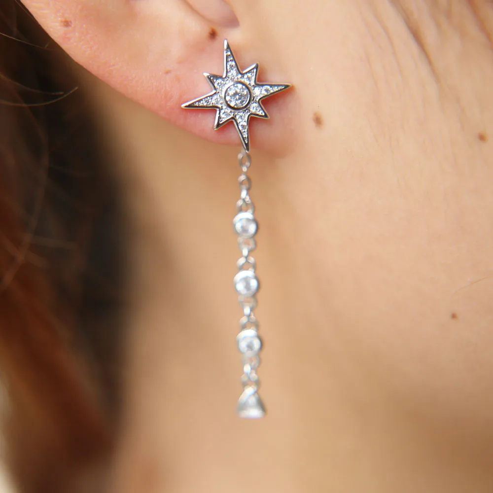 Женские Элегантные серьги valentines с микро покрытием aaa cz sun star очаровательные