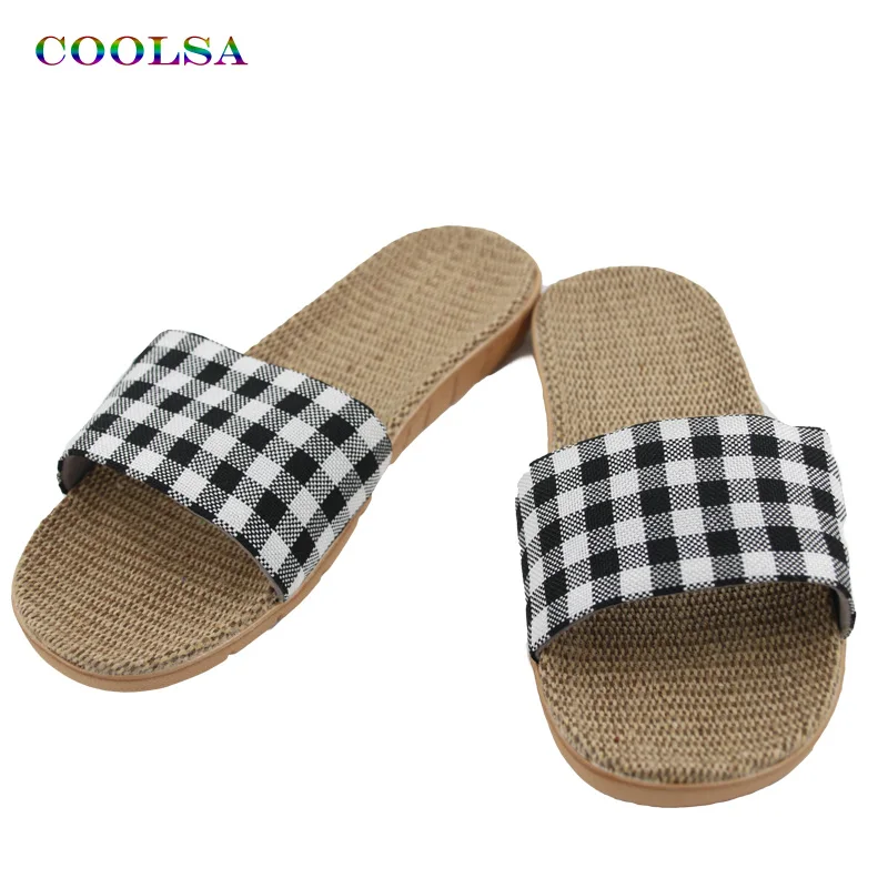 

VOTODA New Summer Linen Women Slippers Fabric Eva Flat Non-Slip Slides Linen Sandals Home Slipper Lovers Casual Straw Beach Shoe