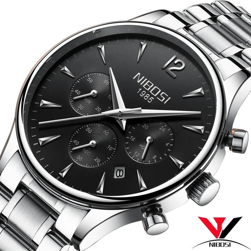NIBOSI Horloges Mannen Met Datum Роскошные мужские часы кварцевые бизнес водонепроницаемые с