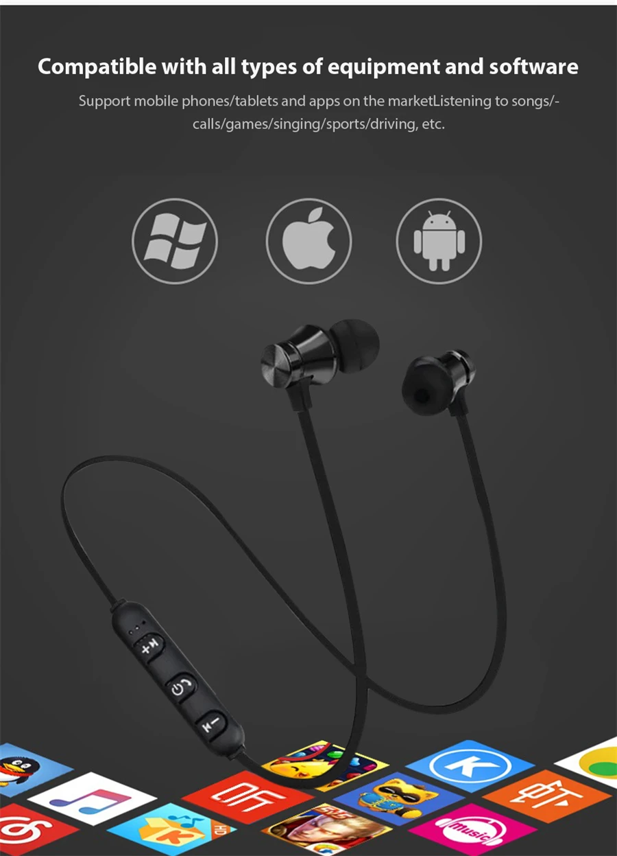 Магнитные Bluetooth наушники, Спортивные Беспроводные наушники, Bluetooth гарнитура, наушники с микрофоном для huawei Xiaomi samsung XT11
