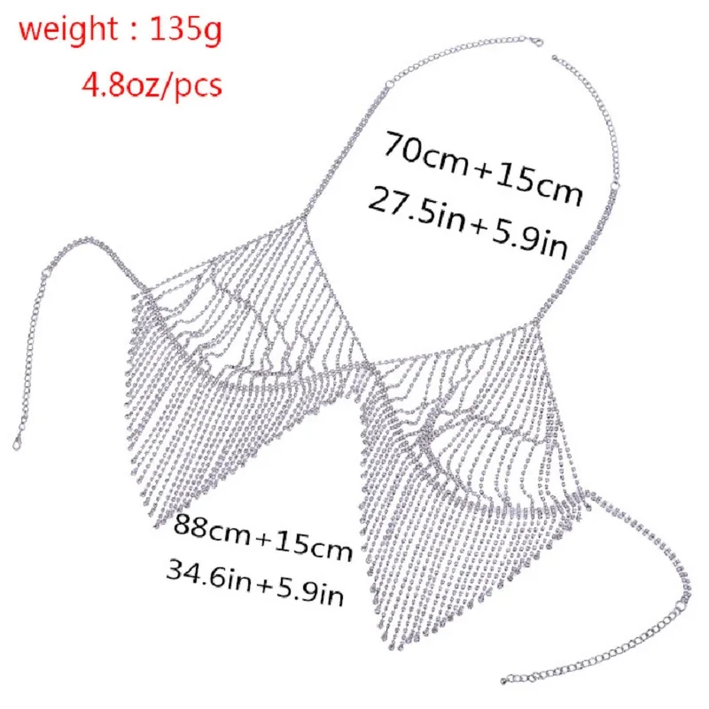 Летняя Пляжная мода горный хрусталь бюстгальтер цепочка сексуальный