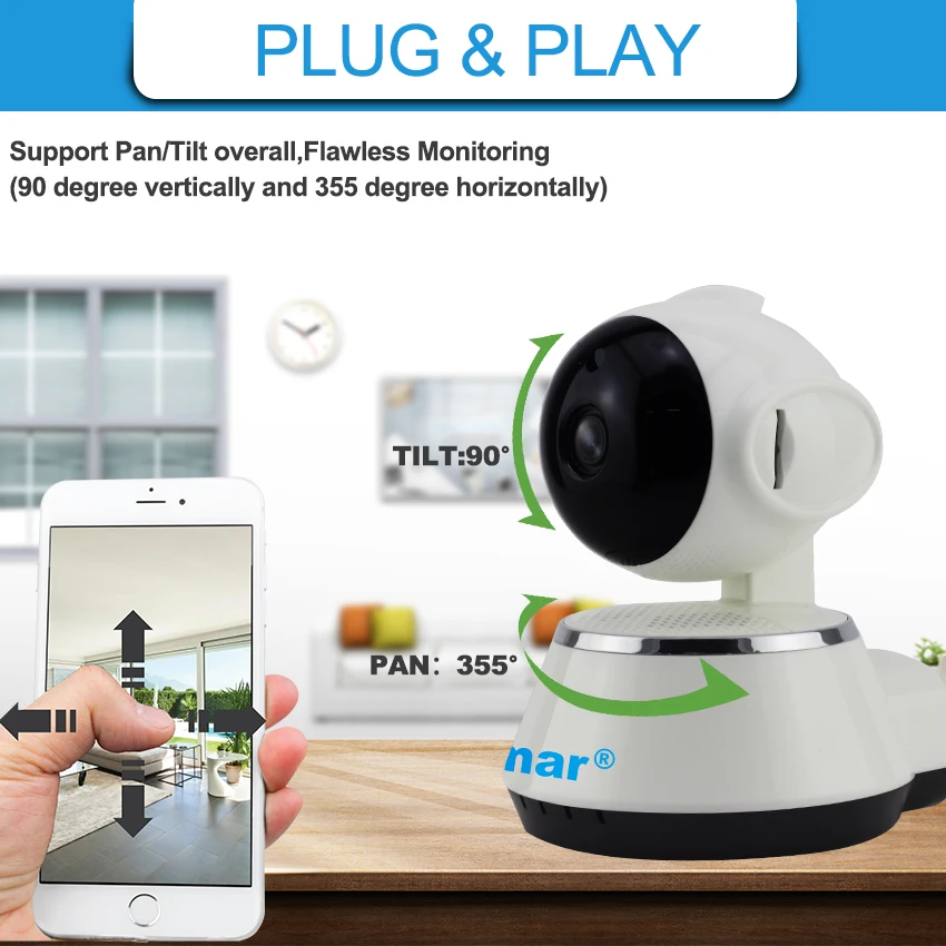 Smar купольная камера 720P Беспроводная ip CCTV P2P домашняя система видеонаблюдения