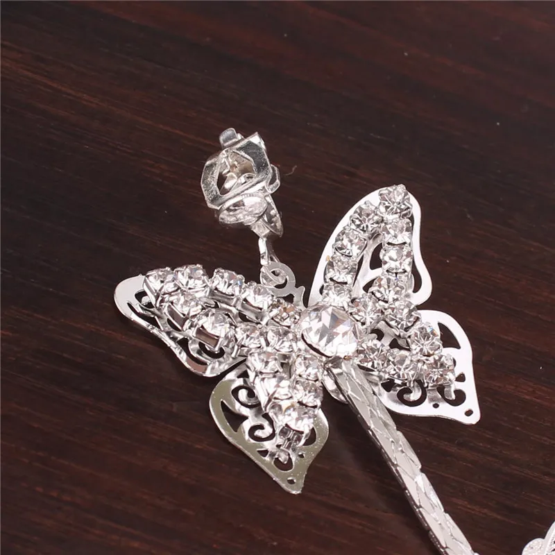 ГРЕЙС ДЖУН Большие двойные бабочки-зажимы на серьги без прокола для женщин Элегантная длинная бижутерия Без необходимости проколоть ухо.