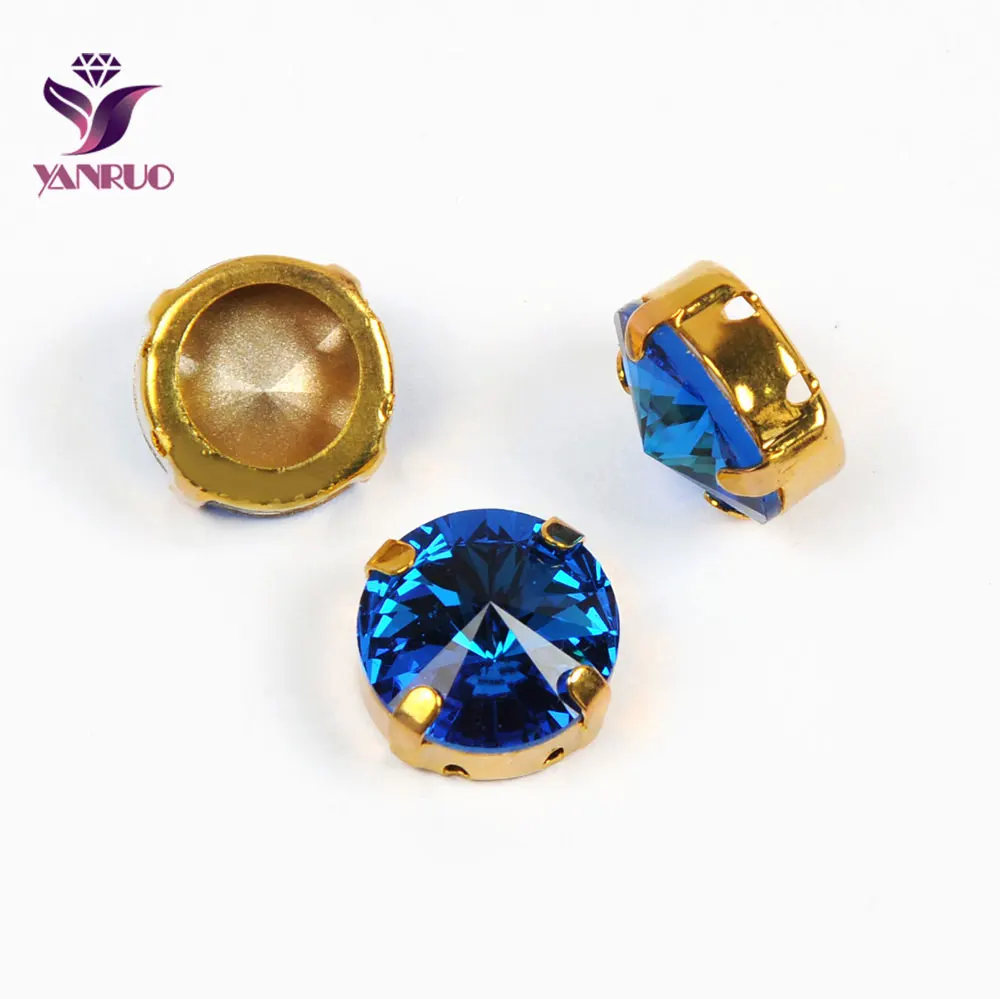 Capri Blue Gold YANRUO 1122 модные Rivoli Камни коготь Установка Стразы Pointack Алмазный страз одежда для шитья искусство рукоделие - Цвет: Capri Blue Gold