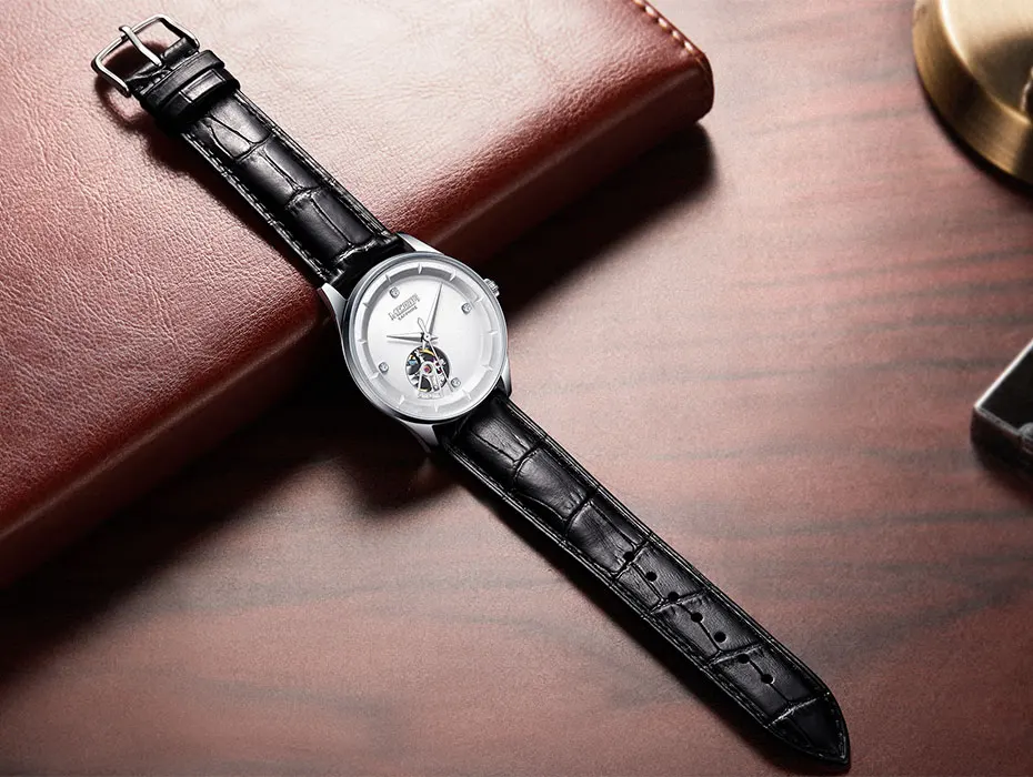 MEGIR Мужские часы механические Tourbillon Роскошные модные брендовые кожаные мужские спортивные часы мужские автоматические часы Relogio Masculino