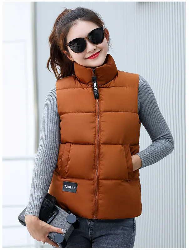 Caramel color YAGENZ хлопковый жилет без рукавов, женские топы, короткое пальто, модная осенняя и зимняя теплая куртка для девушек, студенческий пуховый хлопковый жилет - Цвет: Caramel color