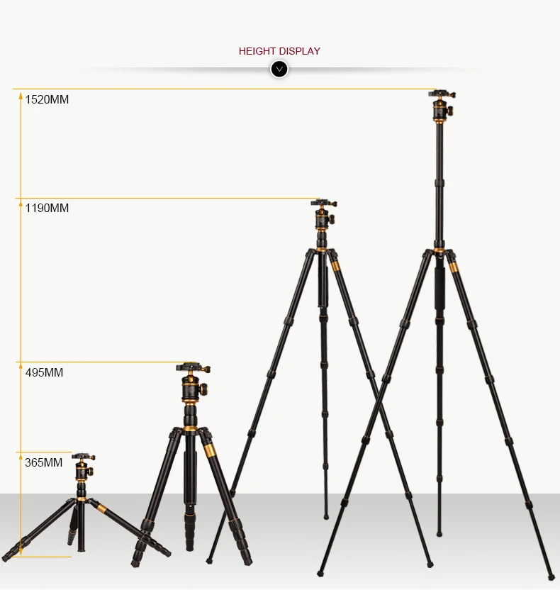 QZSD Q888 Pro Алюминий сплав монопод Штатив Портативный съемный путешествия штативы