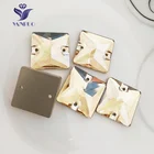 Стеклянные стразы YANRUO 3240, квадратные, золотистые, плоские, Пришивные, шитье хрустальных камней для одежды