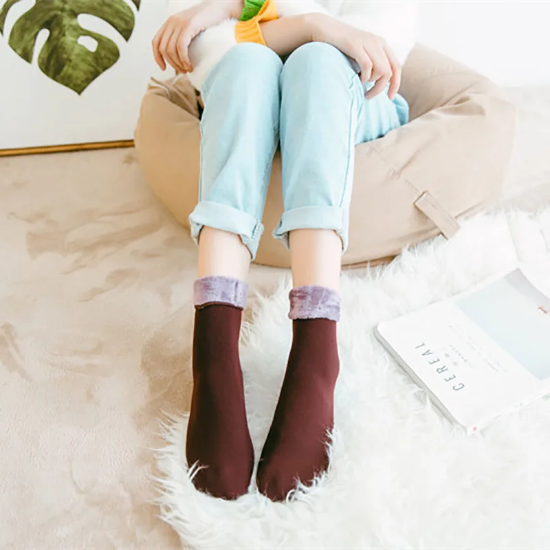 Женские носки с бархатным утеплителем осенне зимние для снега повседневные
