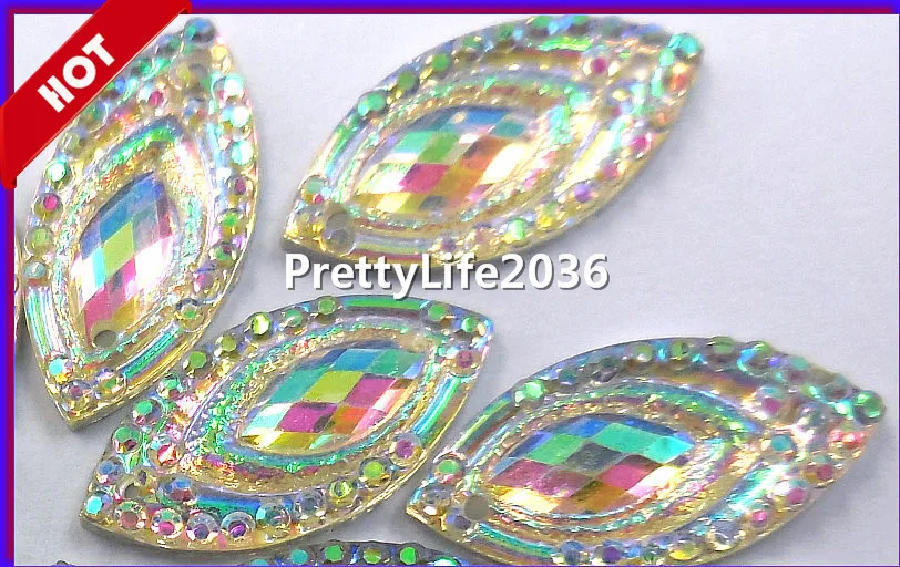 Смола Pretty Marquise Navette 9x18 мм прозрачные AB 200 шт. свободные бусины стразы пришить камни