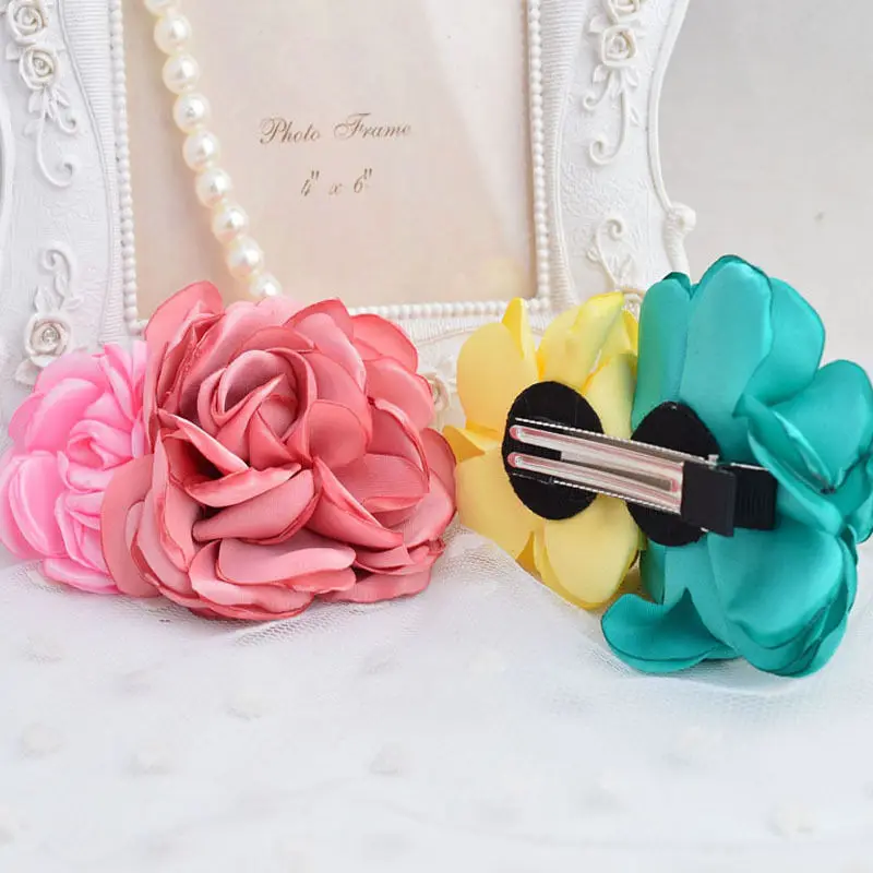 Модная детская одежда для маленьких девочек Большой цветок розы Бант Шпилька