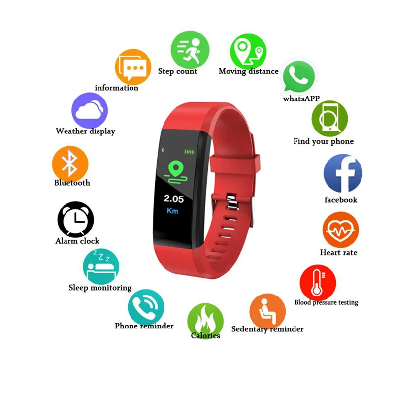 Смарт браслет с шагомером и измерением пульса артериального давления|Мужские