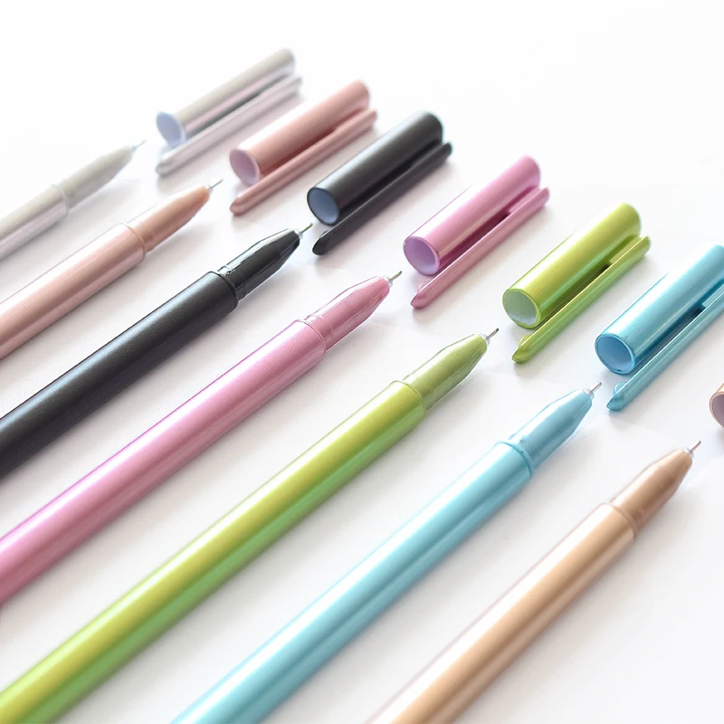 JIANWU 8pcs MUJI style 0.38 Metallic color simple neutral pen fashionable business gel set office supplies|gel set|muji 0.38gel |