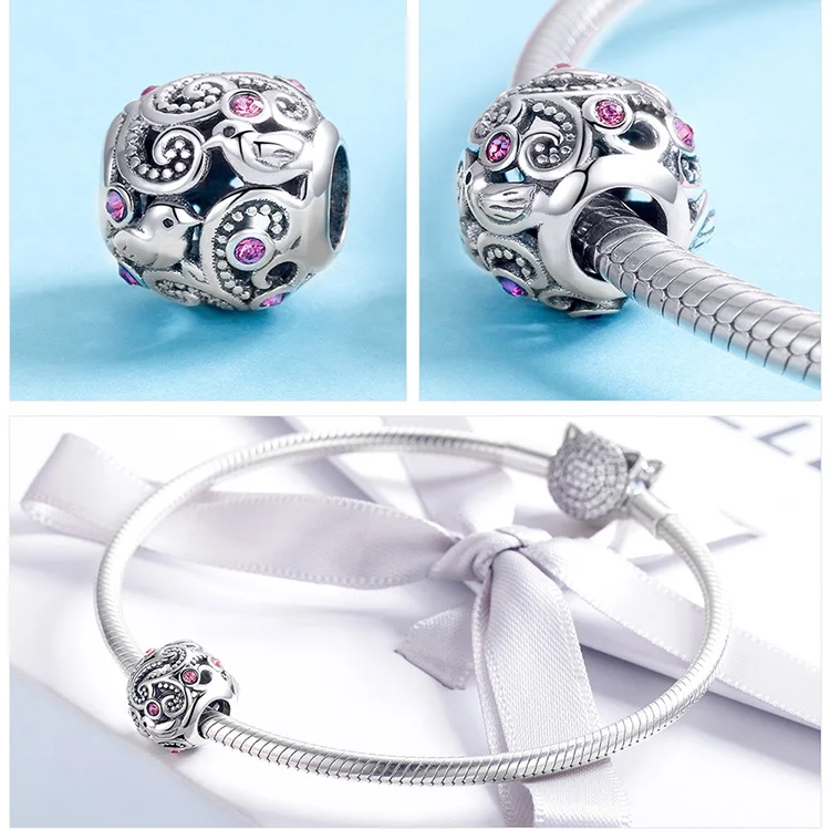 FURUYA 925 пробы Серебряные Подвески подходят Pandora Браслеты Ожерелья Любовь мессенджер любовь птица бусины ювелирные изделия