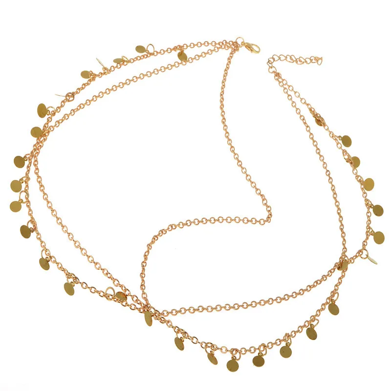 Новинка Пляжная Многослойная Металлическая повязка на голову золотого цвета Bindi