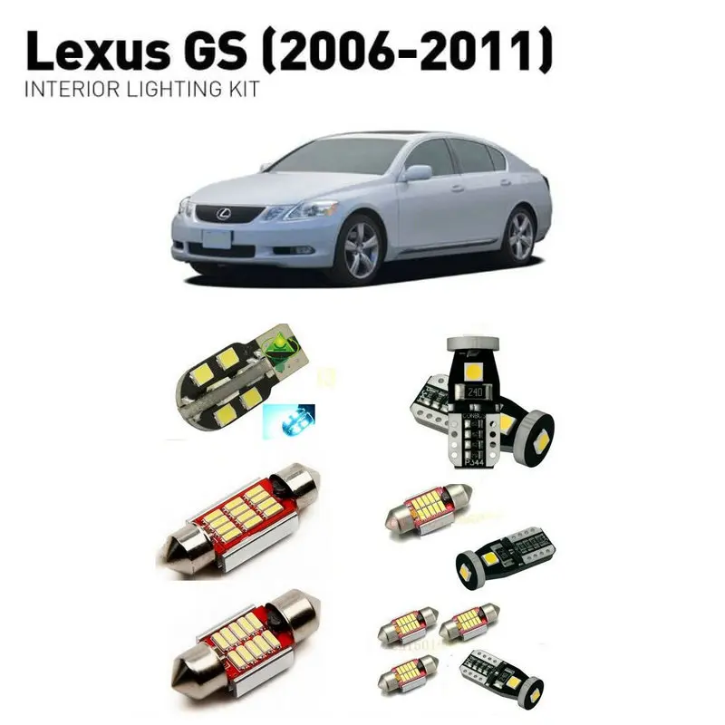 Светодиодные лампы для салона Lexus gs 2006 2011 8 шт. автомобильные Canbus|Сигнальная лампа|