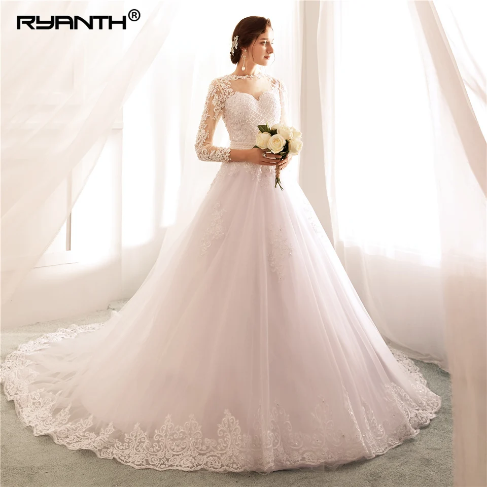Свадебное платье трапециевидной формы Vestido De Noiva с жемчугом свадебное принцессы
