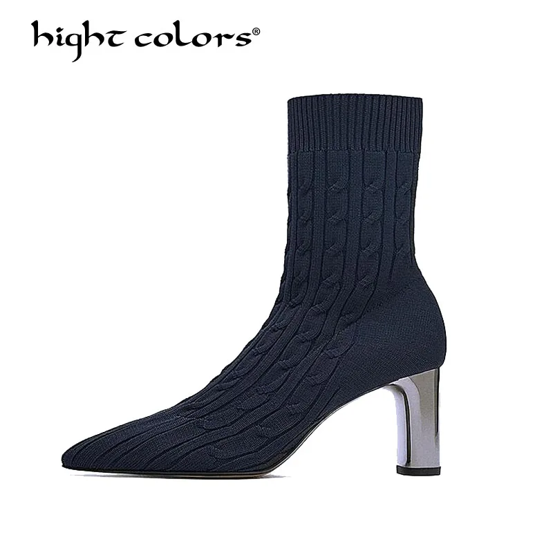 

Женские эластичные ботинки, зимние ботинки на низком каблуке, большие размеры 35-40, 2019