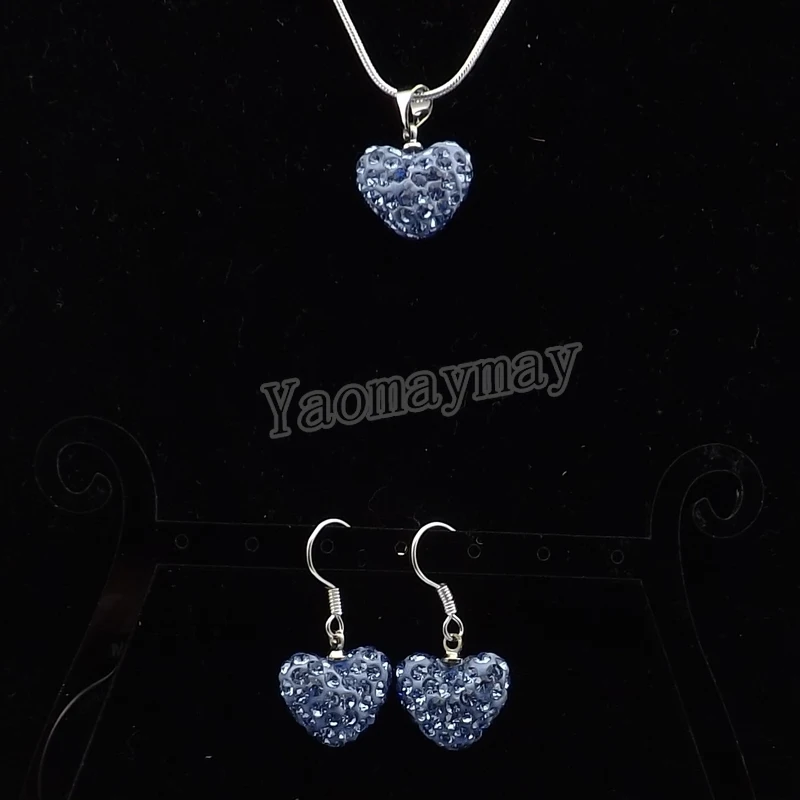 Женский комплект украшений, светло-голубые серьги и ожерелье с кристаллами, 5 комплектов, оптовая продажа, Бесплатная доставка