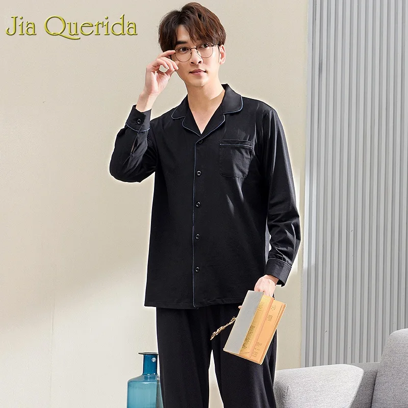 J &amp Q Модальные пижамы Мужская домашняя одежда 2019 Весна новая однотонная модная