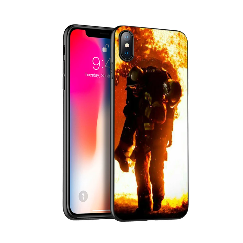 Черный чехол из ТПУ для iphone 5 5s SE 2020 6 6s 7 8 plus x 10 XR XS 11 pro MAX с пожарными героями