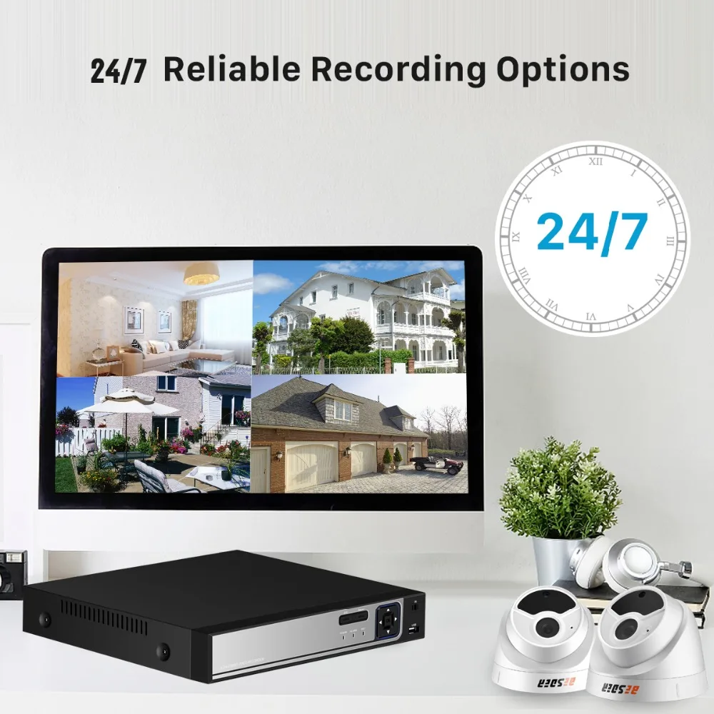 BESDER 4CH 1080 p HDMI CCTV Системы 48 V POE NVR комплект 4 шт 2.0MP купольные ip-камеры ИК Крытый открытый видео комплект видеонаблюдения XMEye