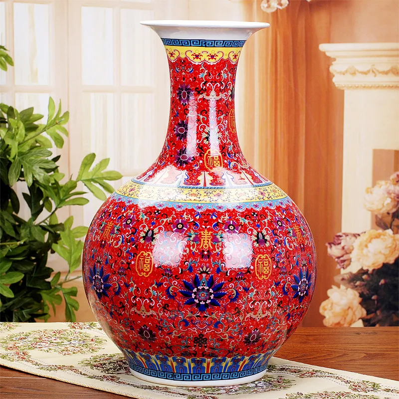 Керамическая эмалированная ваза в античном стиле Jingdezhen напольная розетка для