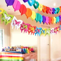 2 9m kindergarten butterfly colorful paper garland banner flag hanging wall decor cartoon hanging kids room ornaments gifts