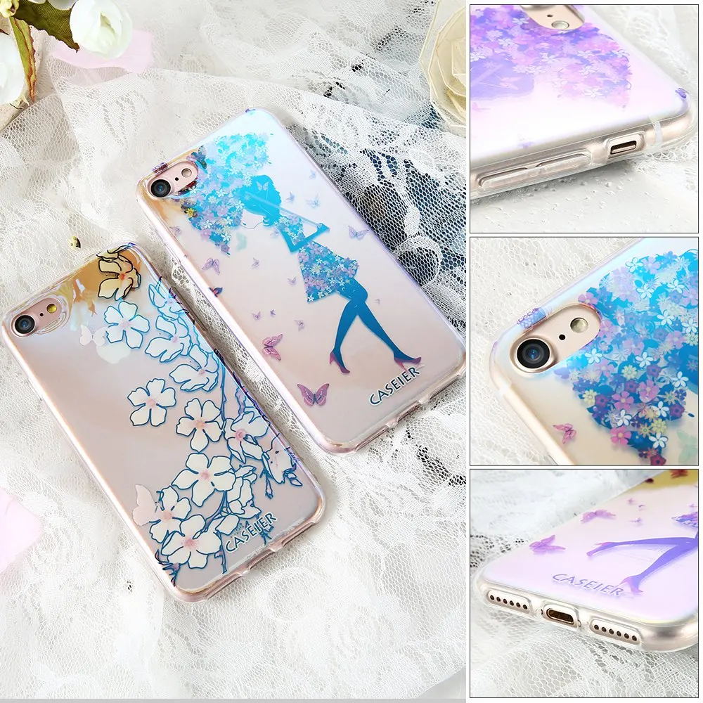 CASEIER Patterned Phone Case For iPhone 7 8 Plus Cute Dog Cover Blue Ray Luxury Capinha Colorful Cat Funda Capa |