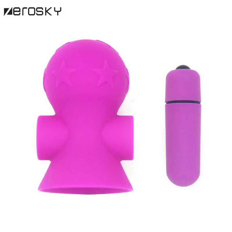 Zerosky Nipple Sucker Vibrating Bullet Vibrator Suction Cup Breast Massager Clitoris Stimulator Sex Toys for Woman | Красота и