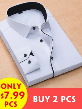 2020 New Arrival Men Shirt Fashion Causal Long Sleeved Male Dress Social Business Brand Shirt Soft Weeding White Shirts DS278 1