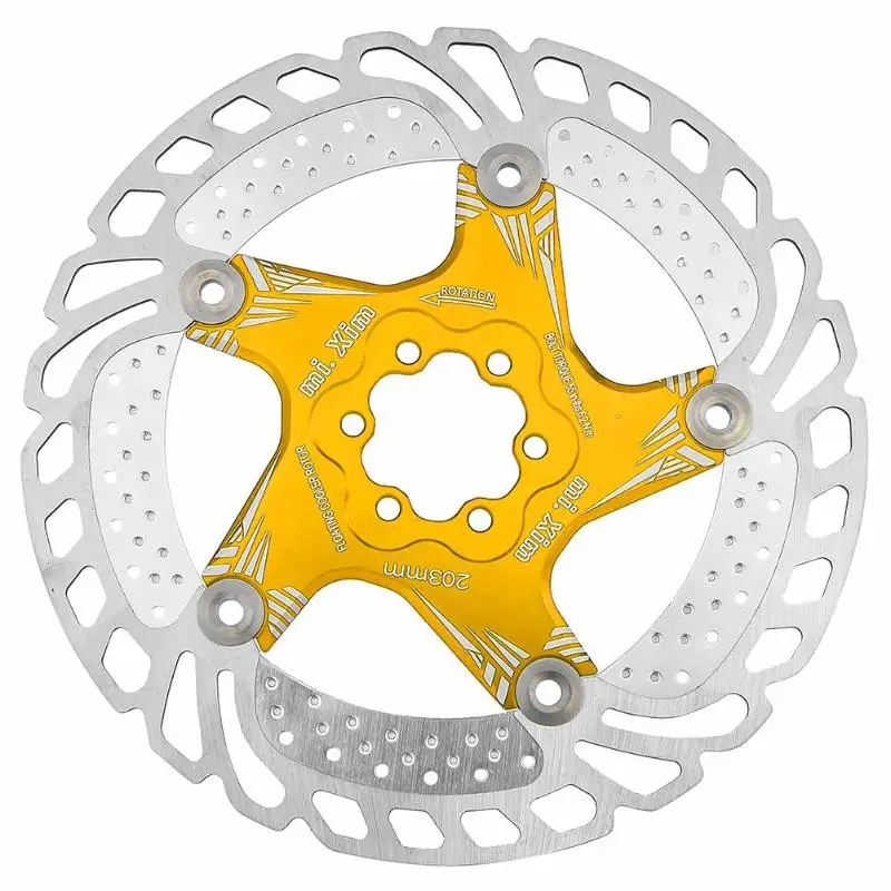 Yellow 203-S1 Горный велосипед тормоза роторы MTB быстро остыть Нержавеющая сталь 140/203 мм быстрое охлаждение плавающий диск тормозной ротор для велосипеда велосипед аксессуары - Цвет: Yellow 203-S1