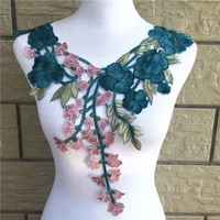 1pc blue embroidered fabric flower venise lace sewing applique lace collar neckline collar applique accessories