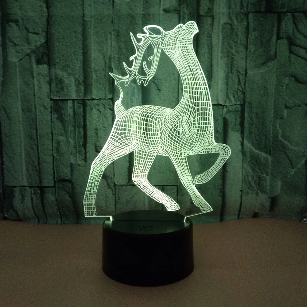 Новый акриловый 3d свет олень красочный визуальный Ночник детская комната Usb