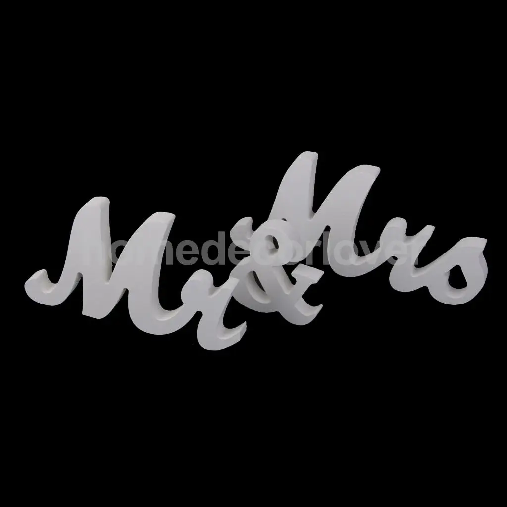 Mr & Mrs Свадебные буквы белый деревянная стойка знак отдельно стоящее