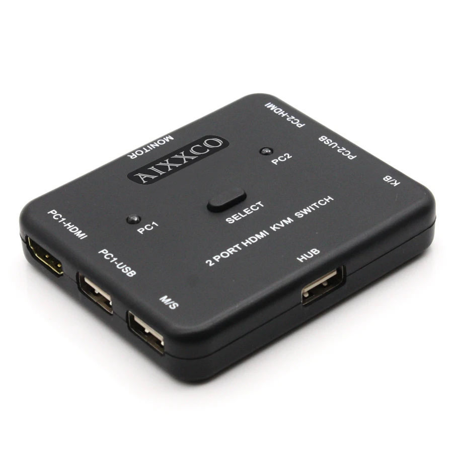 AIXXCO HDMI KVM переключатель 1 4 В Switcher 2 порты и разъёмы шт. Обмен устройств для