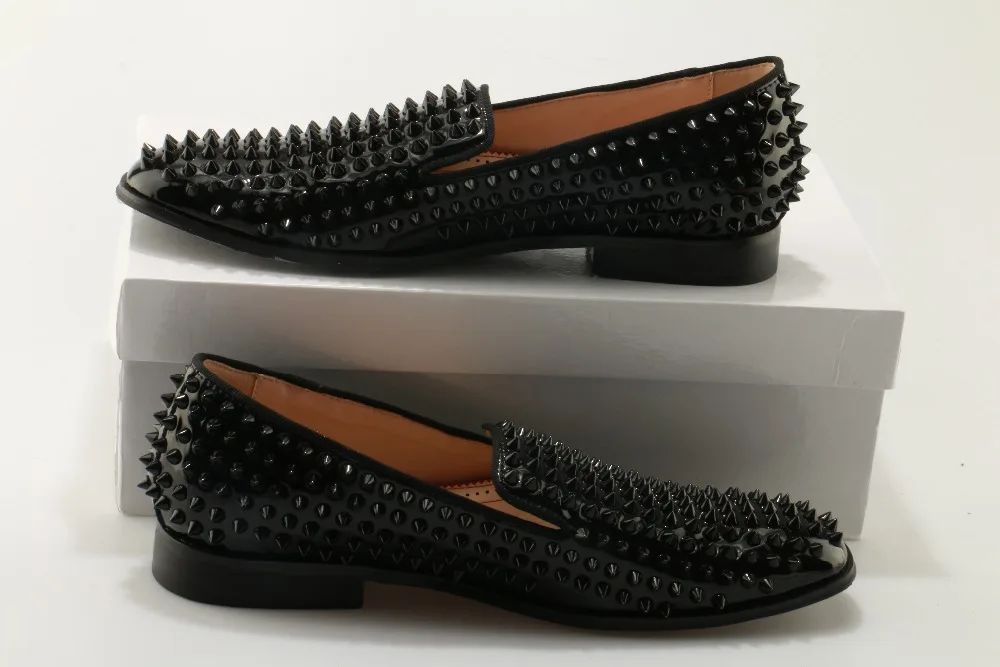 Обувь большого размера человек черный лакированная кожа casaul Туфли без каблуков