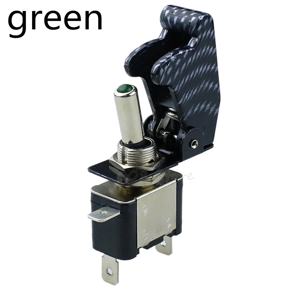 green Carbon XW Авто Лодка Грузовик с подсветкой Led тумблер автомобиля переключатель с безопасности самолета откидной крышкой предохранитель Красный Синий Зеленый Желтый Белый 12V20A TM - Цвет: green Carbon XW