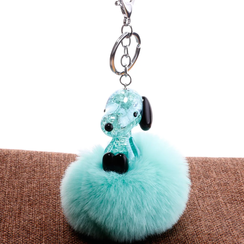 Новинка С украшением в виде кристаллов собака брелок Искусственный мех помпон