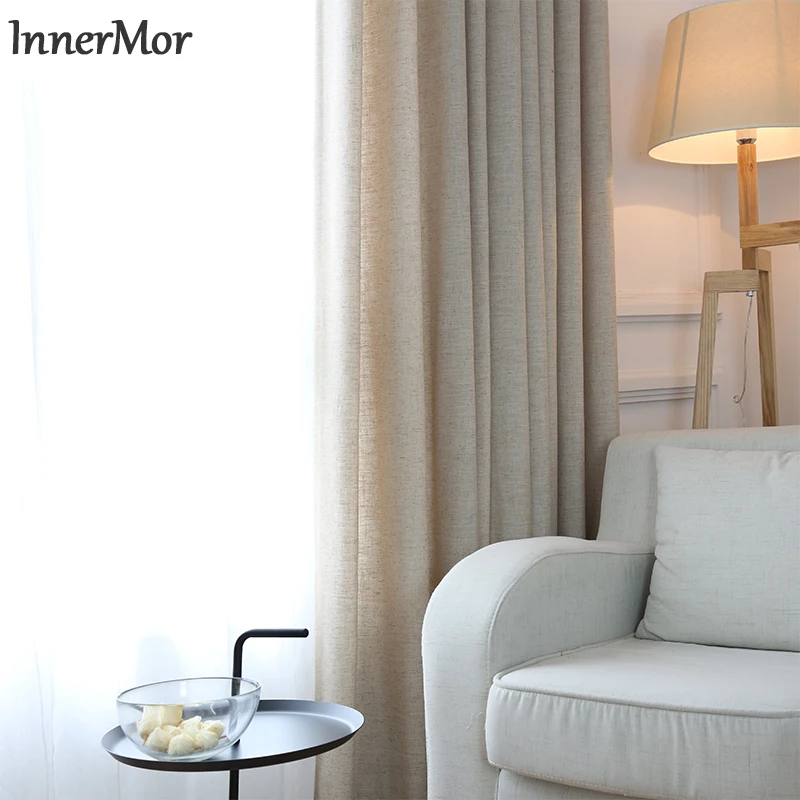 

Однотонные фотообои Innermor для гостиной, Искусственные льняные шторы для спальни, домашний декор, кухонные занавески, оконные занавески на за...