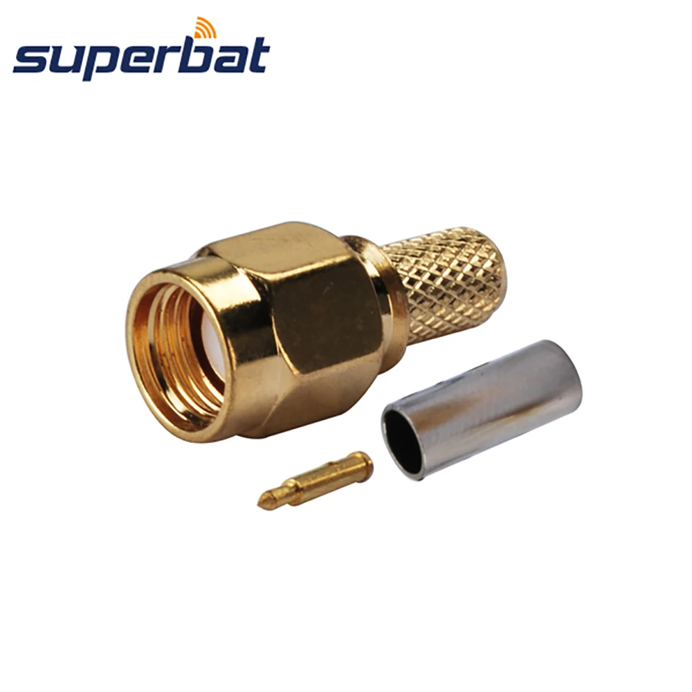 Superbat 10 шт. SMA 50 Ом обжимной штекер прямой RF коаксиальный разъем для кабеля RG58 RG400