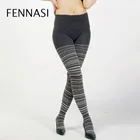 Женские леггинсы с высокой талией FENNASI, размера плюс хлопковые плотные теплые штаны в полоску, повседневные брюки с эффектом пуш-ап для зимы