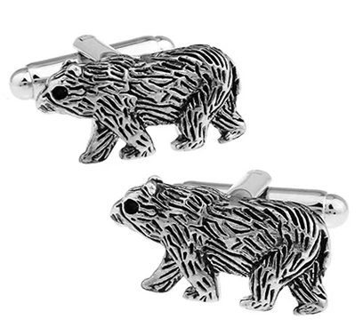 

Factory Price Retail Novelyu Animal Cufflinks For Men Fashion Copper Material Gray Polar Bear Design Cuff Links Free Shipping